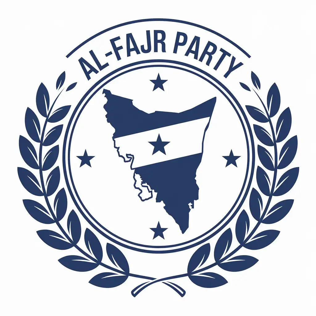 LOGO Design for AlFajr Party Vector Logo with Map of Syria and Moderate Theme on Clear Background