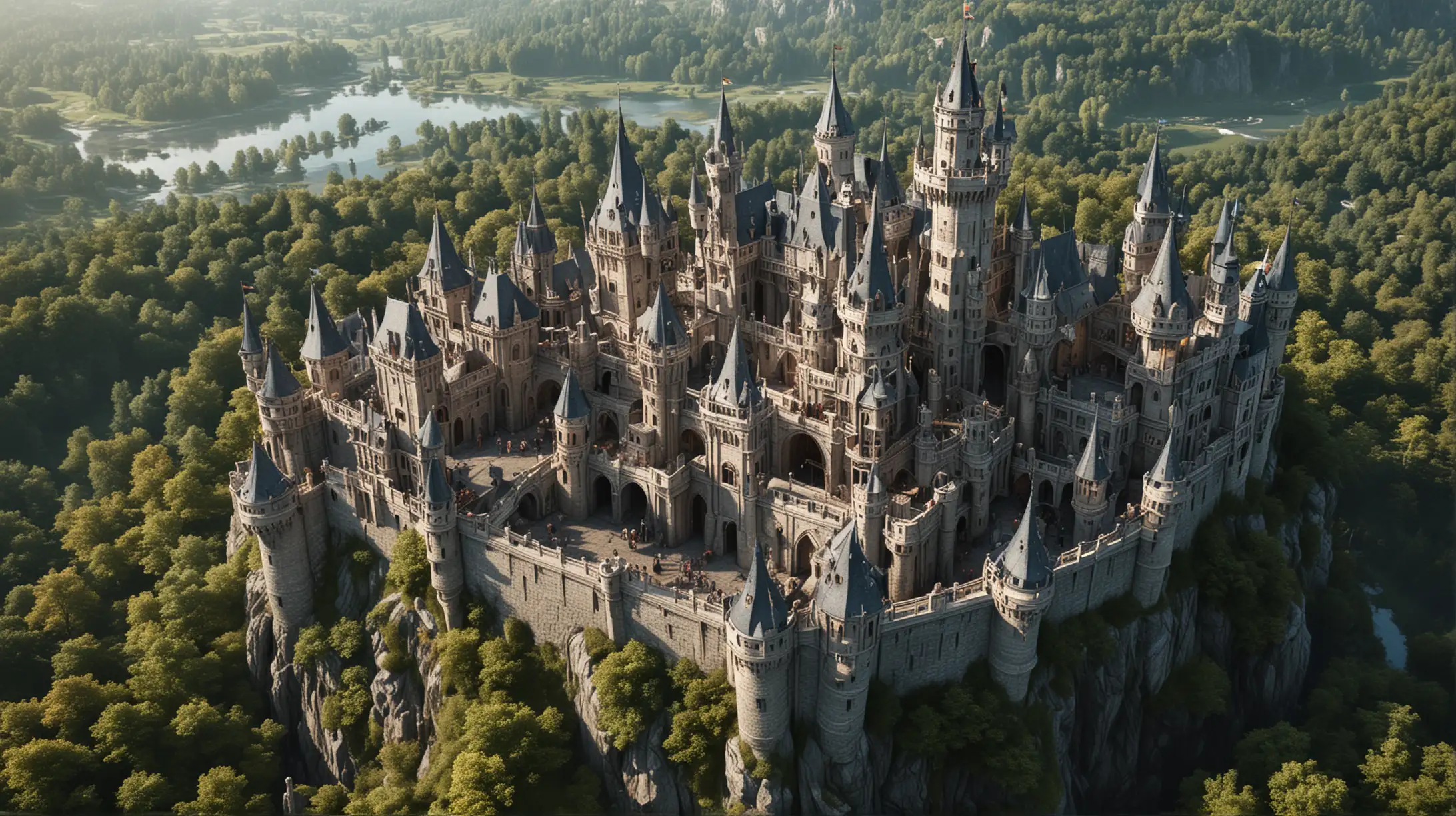 Fantasy Castle Aerial View Art