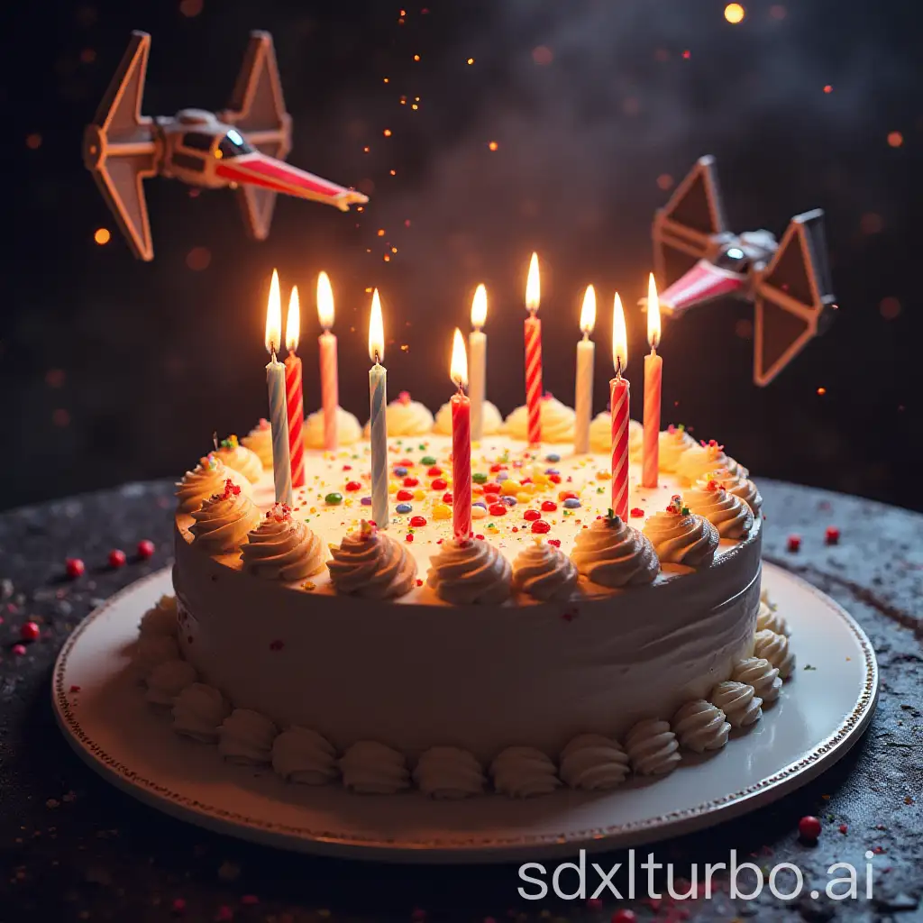 SpaceThemed-Birthday-Party-with-TIE-Fighters-Attacking-a-Giant-Birthday-Cake