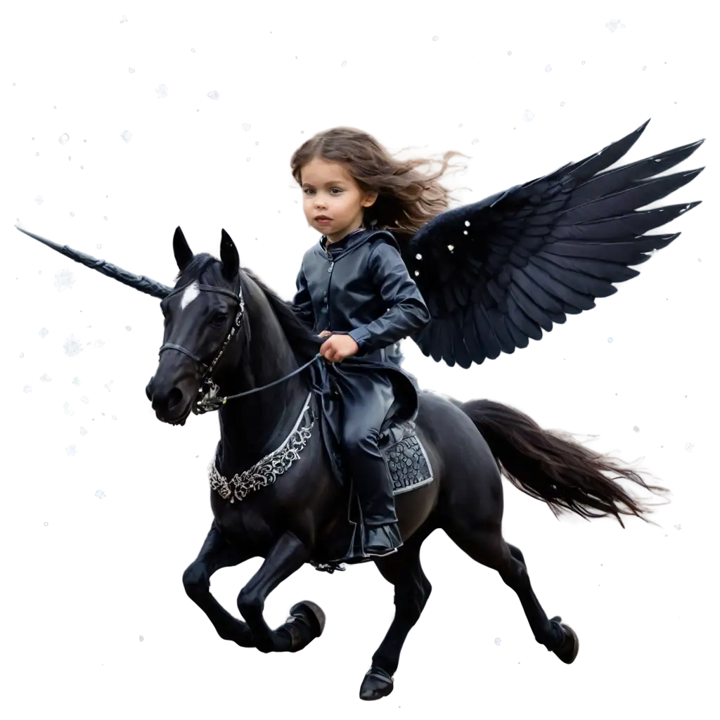 Magical-Girl-Riding-a-Black-Winged-Horse-Over-a-Snowy-Castle-HighQuality-PNG-Image