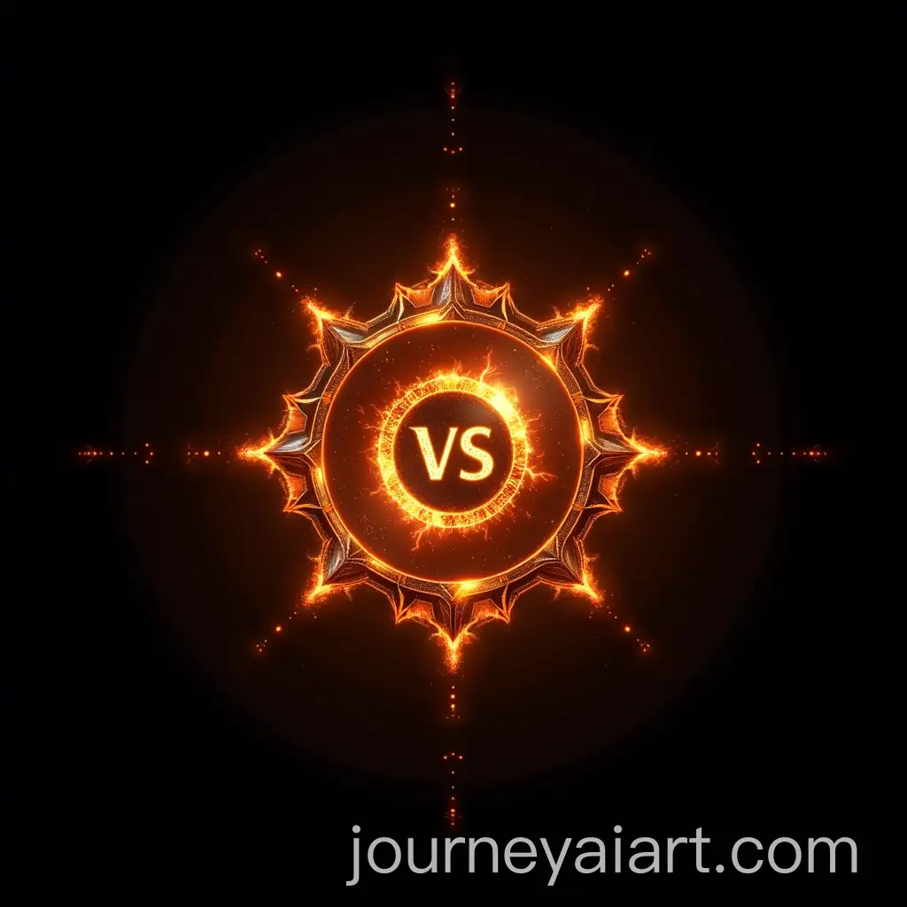 Symmetrical-VS-Logo-with-Glowing-AI-CoreAI-Logo-Design-Expansion-and-FireEtched-Geometric-Shapes