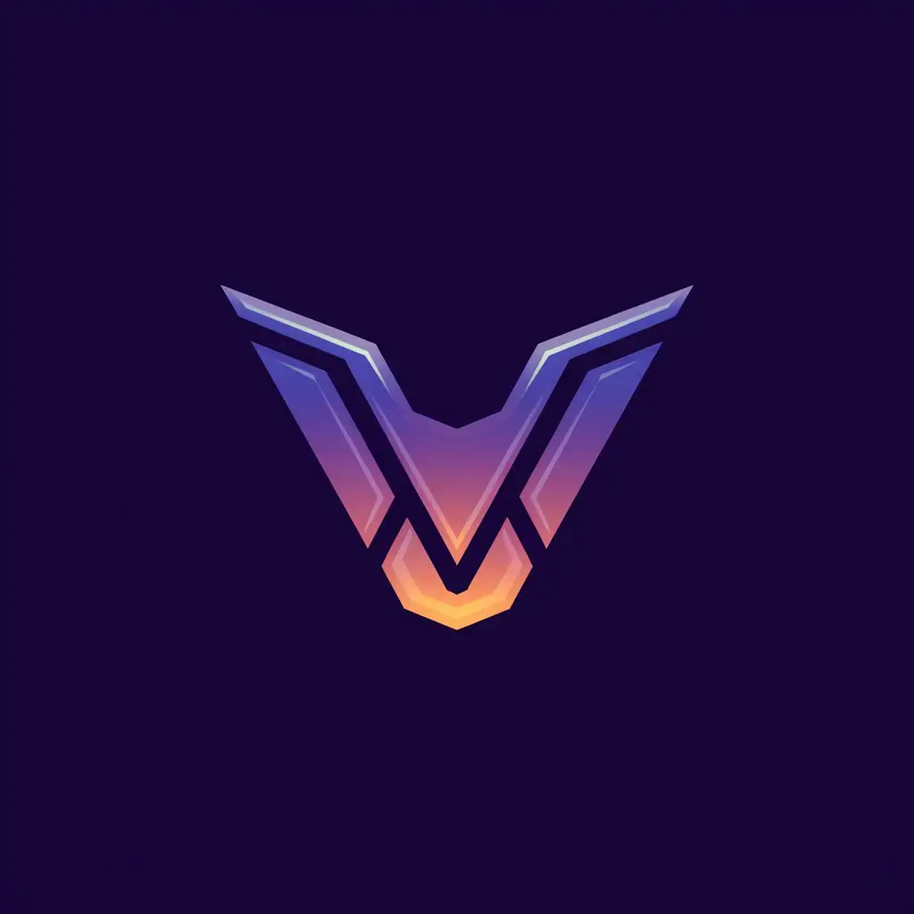 LOGO Design for V Elegant Letter V in Ember Orange on Mystical Purple Background for Technology Industry