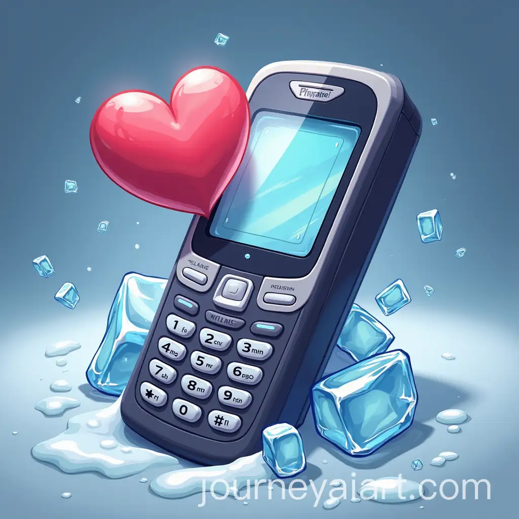 Vintage-90s-Cellphone-Surrounded-by-Floating-Ice-Hearths