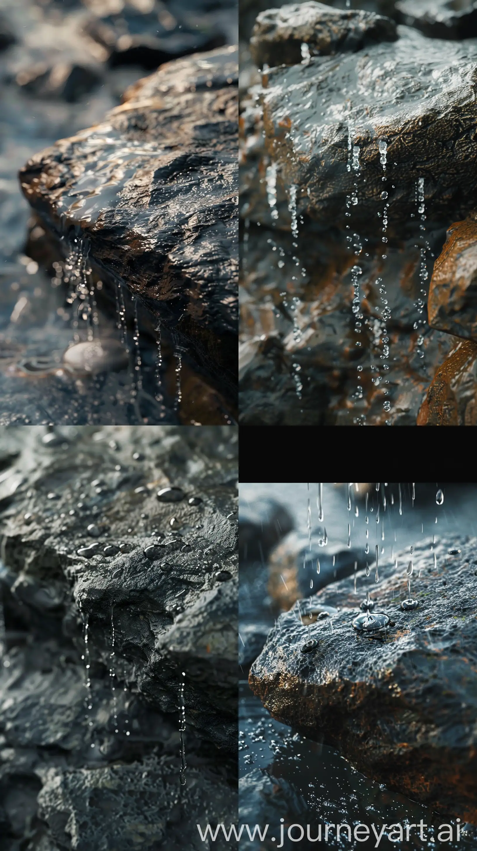 UltraRealistic-8K-Rainwater-Dripping-onto-Rock-Formation