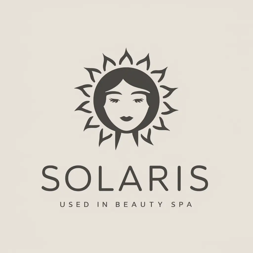 LOGO-Design-For-Solaris-Elegant-Girl-and-Sun-Symbol-for-Beauty-Spa-Industry