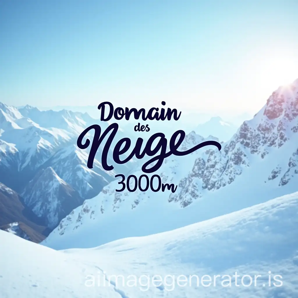 create a logo on a ski background image with written in the center Domain DesNeige 3000m