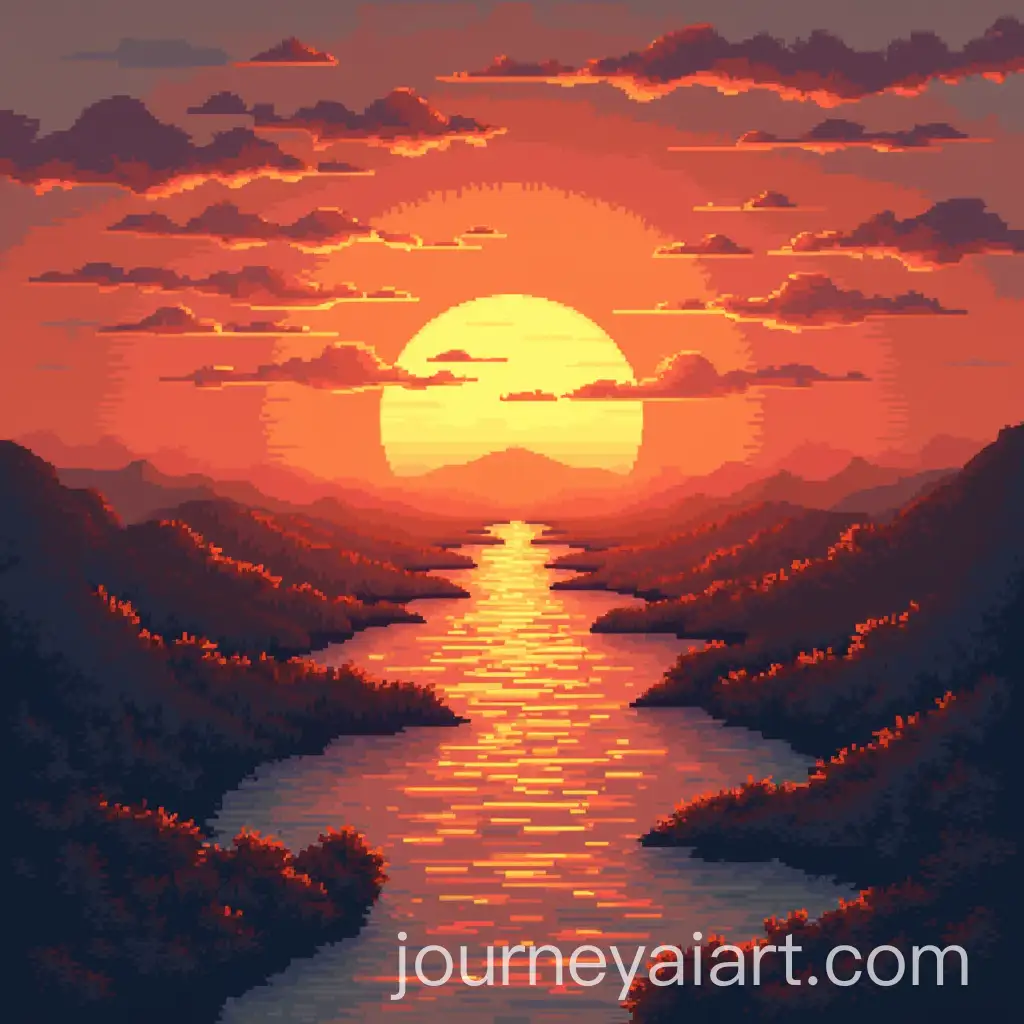Vibrant-Sunset-Landscape-Illustration-with-Warm-Colors-and-Tranquil-Atmosphere