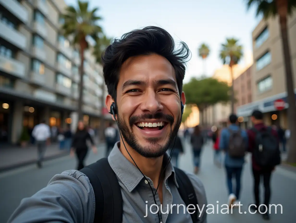 Man-Talking-on-Headset-in-Los-Angeles-Street
