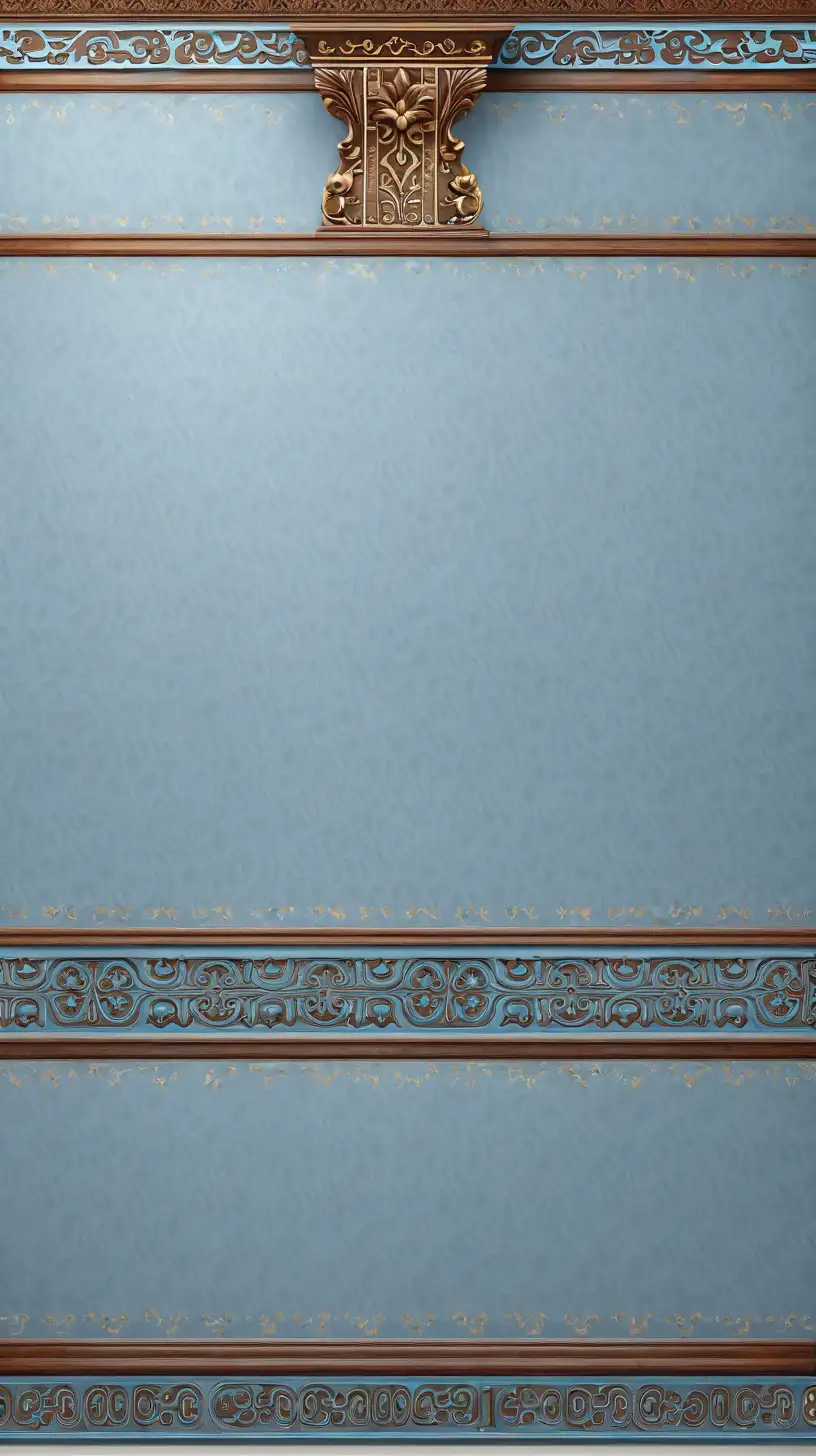 Antique Ornate Textured Background with Artistic Blue Architecture