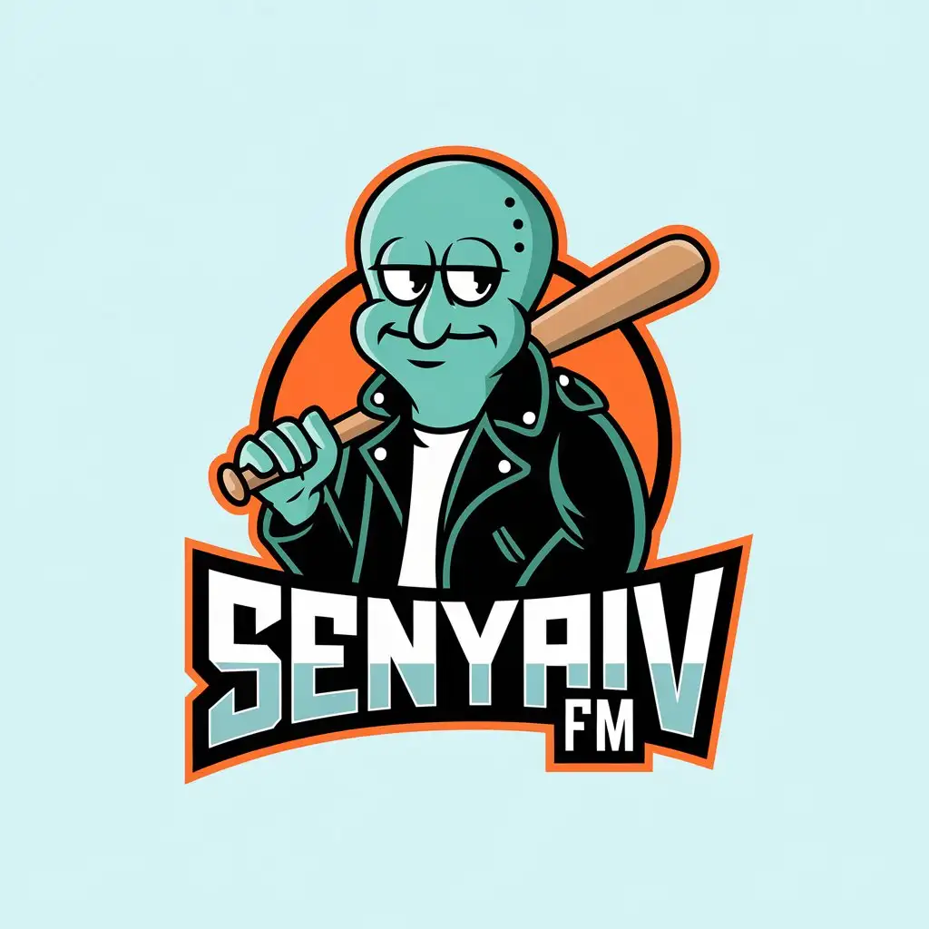 LOGO Design For SenyaIV FM Squidward Theme with Headphones and Baseball Bat