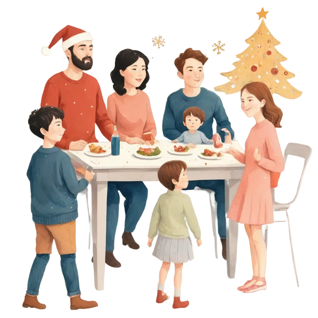 Family-Illustration-PNG-for-Christmas-Party-Capturing-Joy-and-Togetherness