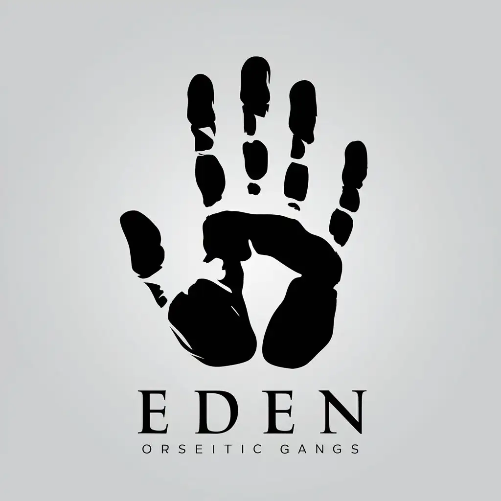 a vector logo design,with the text "Eden", main symbol:Black handprint, Italian style, an organization's logo, gang, realistic style,,complex,be used in Others industry,clear background