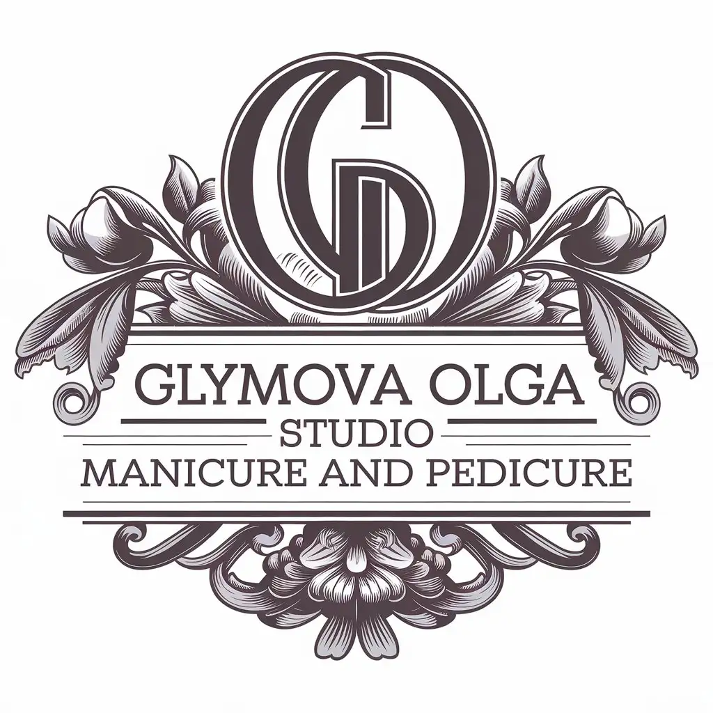 a vector logo design,with the text "Glymova Olga Studio manicure and pedicure", main symbol:GO,complex,be used in Beauty Spa industry,clear background