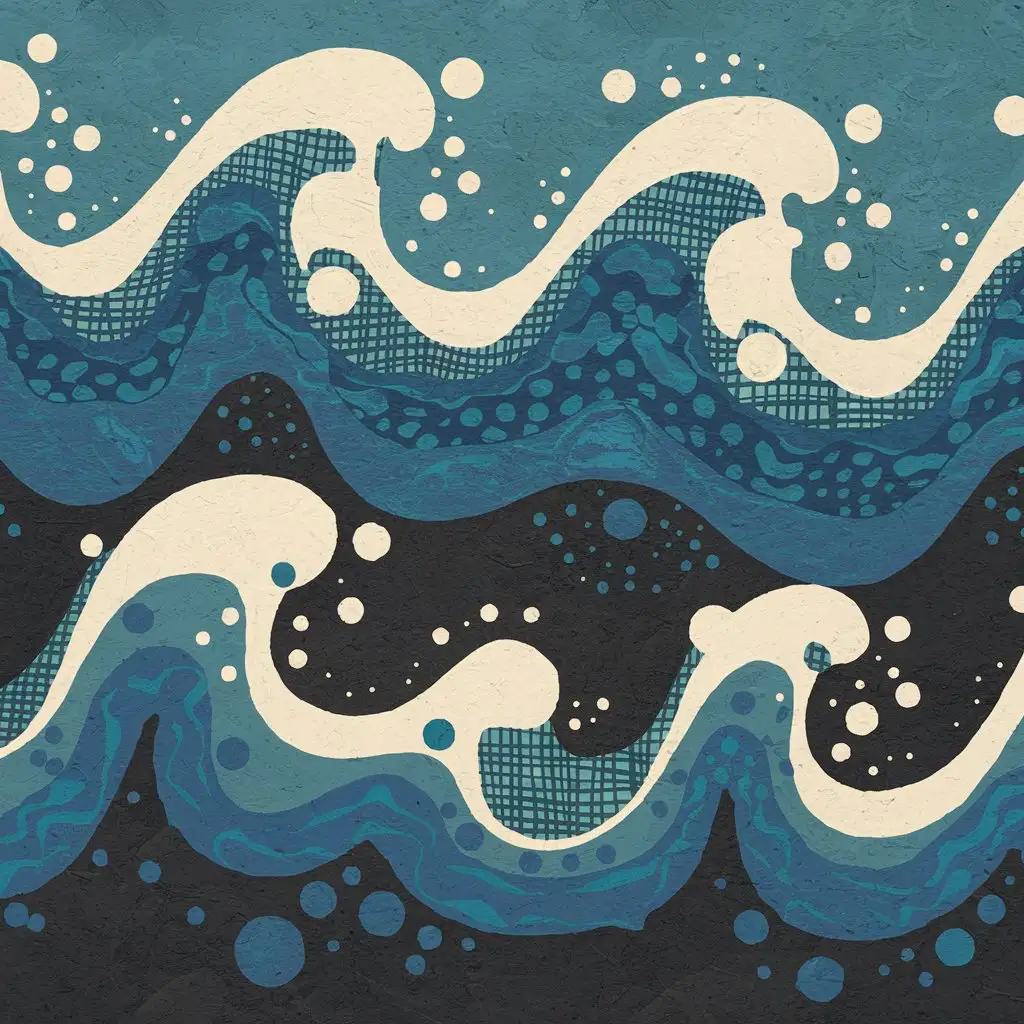 illustrated ocean texture, abstract, shades of blue, unique, retro, texture, impactful, abstract