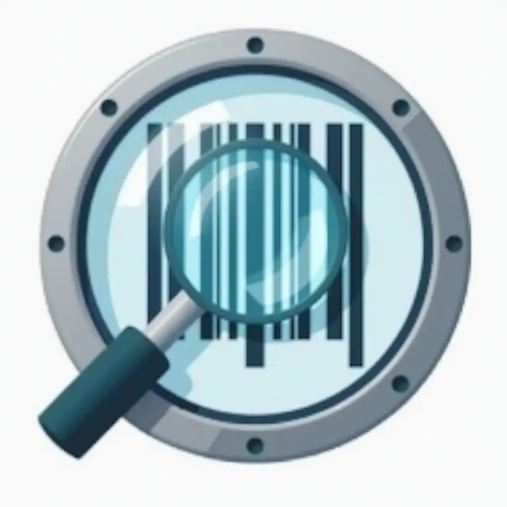 image of barcode searching by  a lense used for software icon