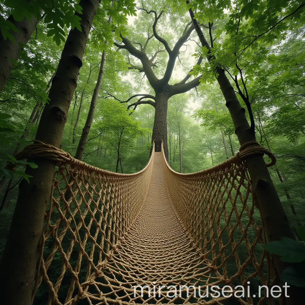 Forest Canopy Tree Net Climbing in Organic Beige Pattern