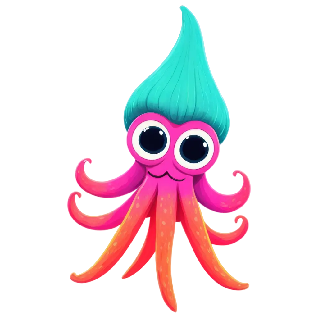 cartoon of a furry squid bright colours