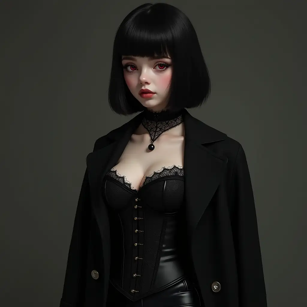 Eerie-Elegant-Goth-Girl-with-Red-Eyes-in-Victorian-Corset-and-Trench-Coat