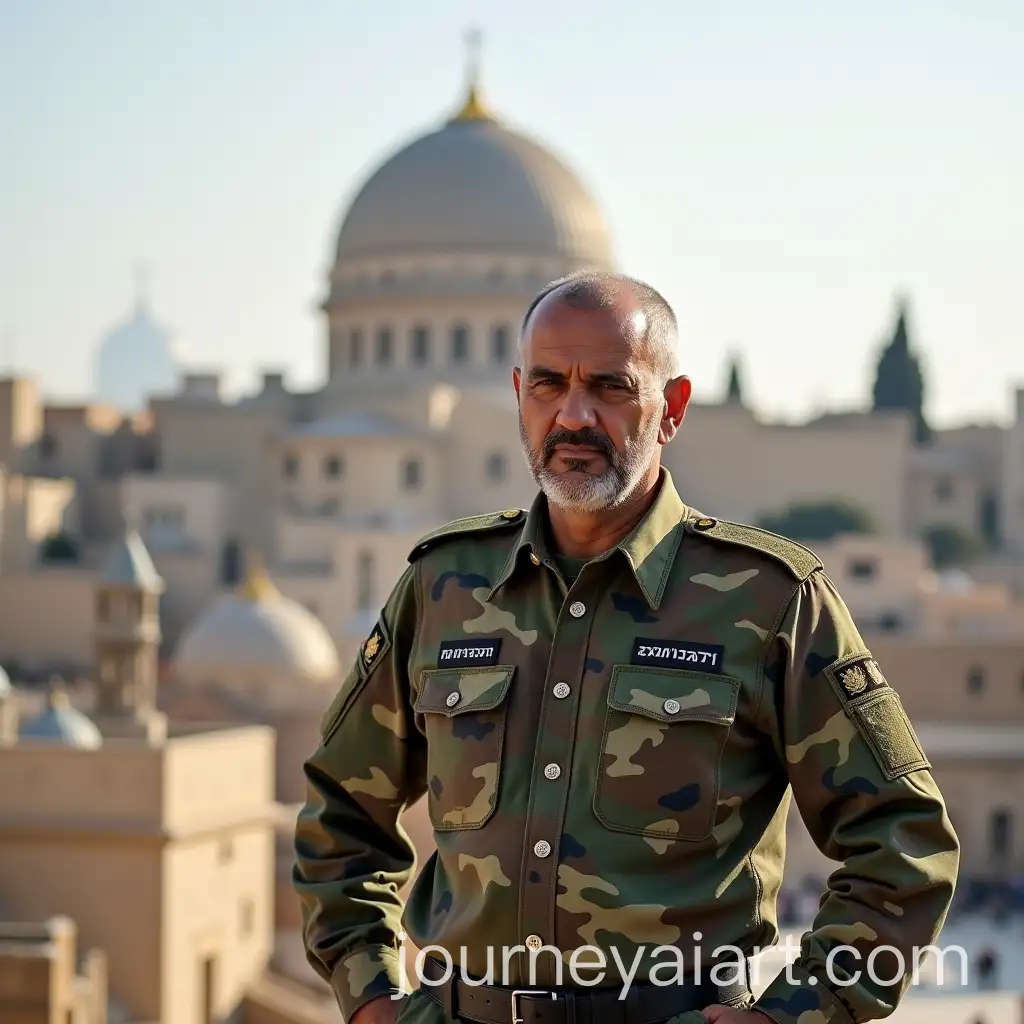 Hamas-Leader-Mohammad-alDayf-in-Camouflage-Shirt-with-Dome-of-the-Rock-in-Background