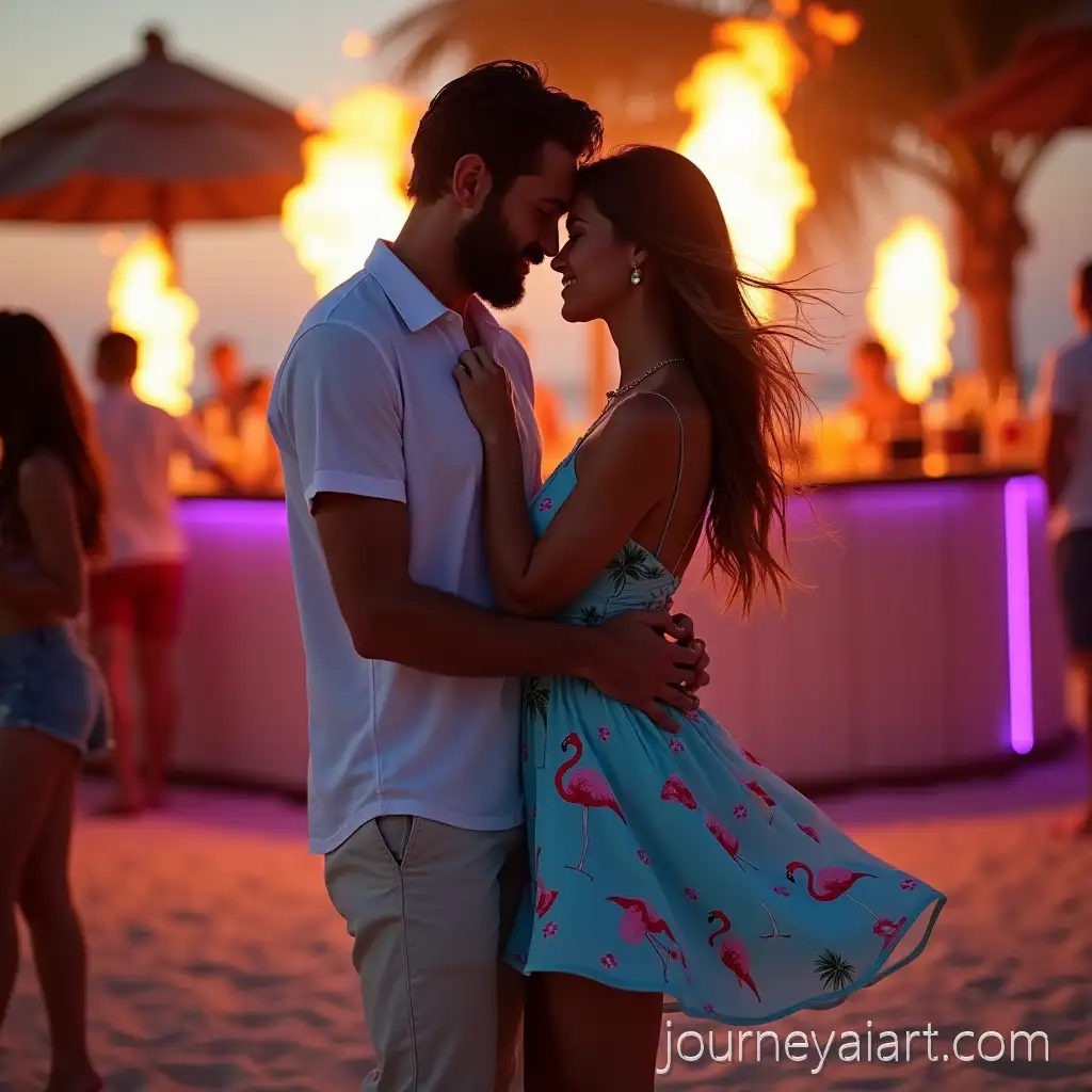 Romantic-Beach-Party-Sunset-Dance-with-Neon-Lights-and-Fire-Show