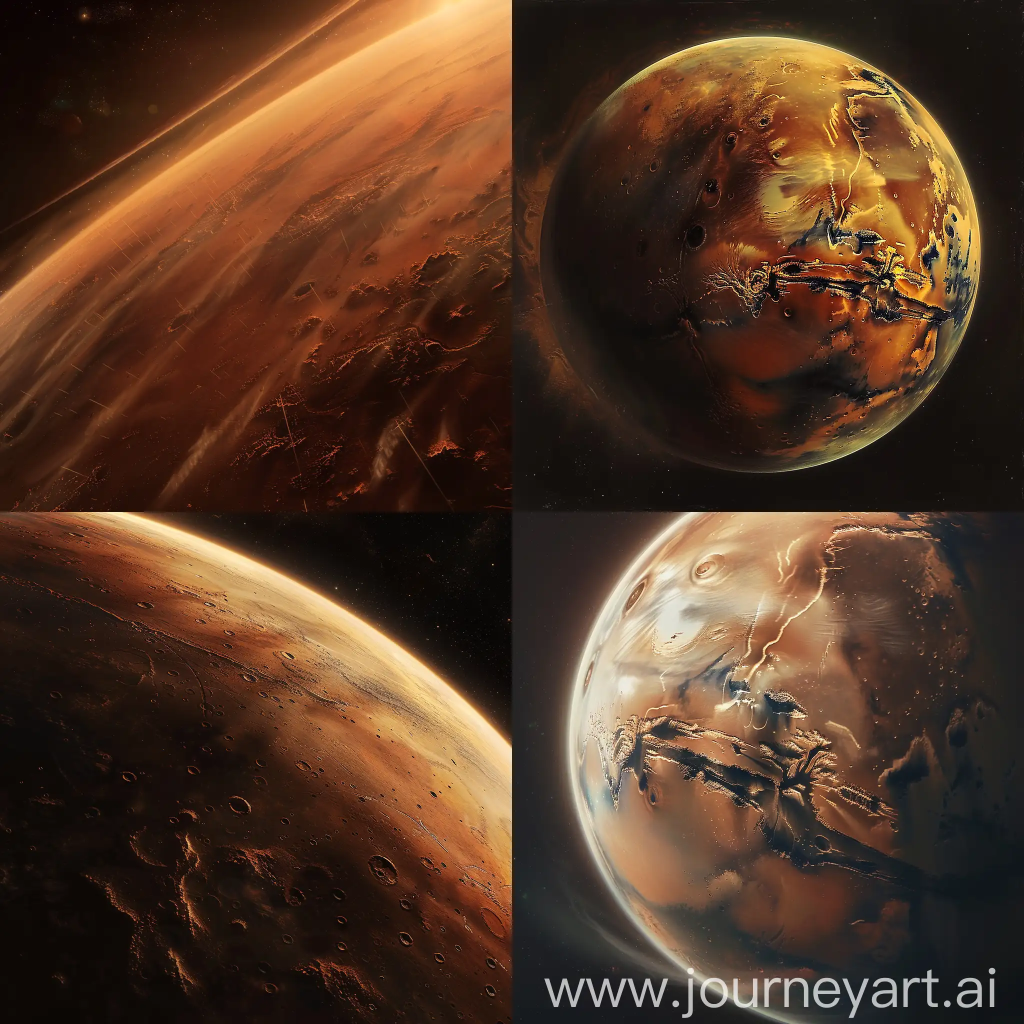 Cinematic-View-of-Mars-Majestic-Red-Planet-and-Swirling-Dust-Storms