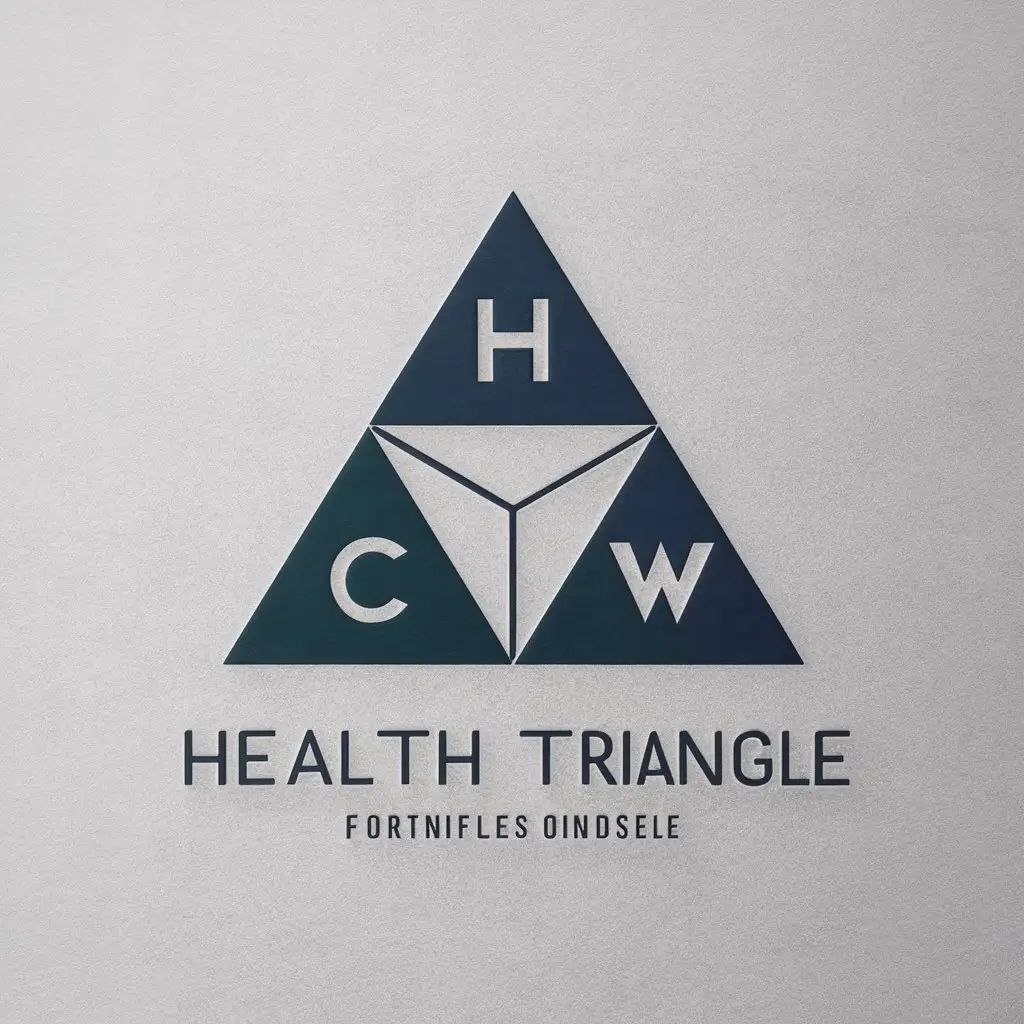 a vector logo design,with the text "Health Triangle", main symbol:Triangles with letters: H C W,complex,clear background