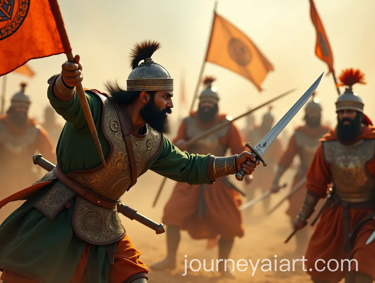 Maratha-Warrior-in-EpicAI-Image-Prompt-Expansion-Battlefield-Clash-with-Portuguese-Soldier