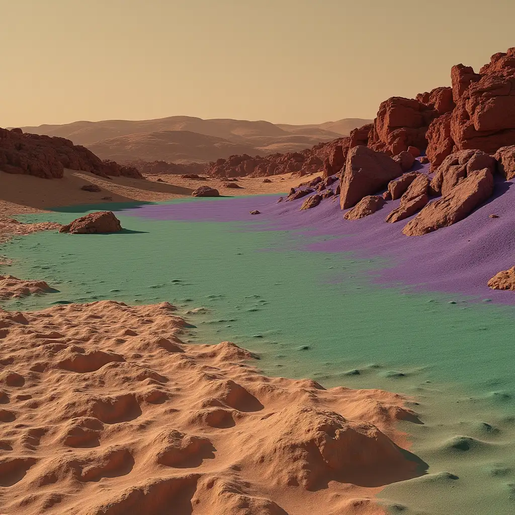 AI-Segmentation-of-Mars-Landscape-with-Purple-Sand-Red-Rocks-and-Green-Soil