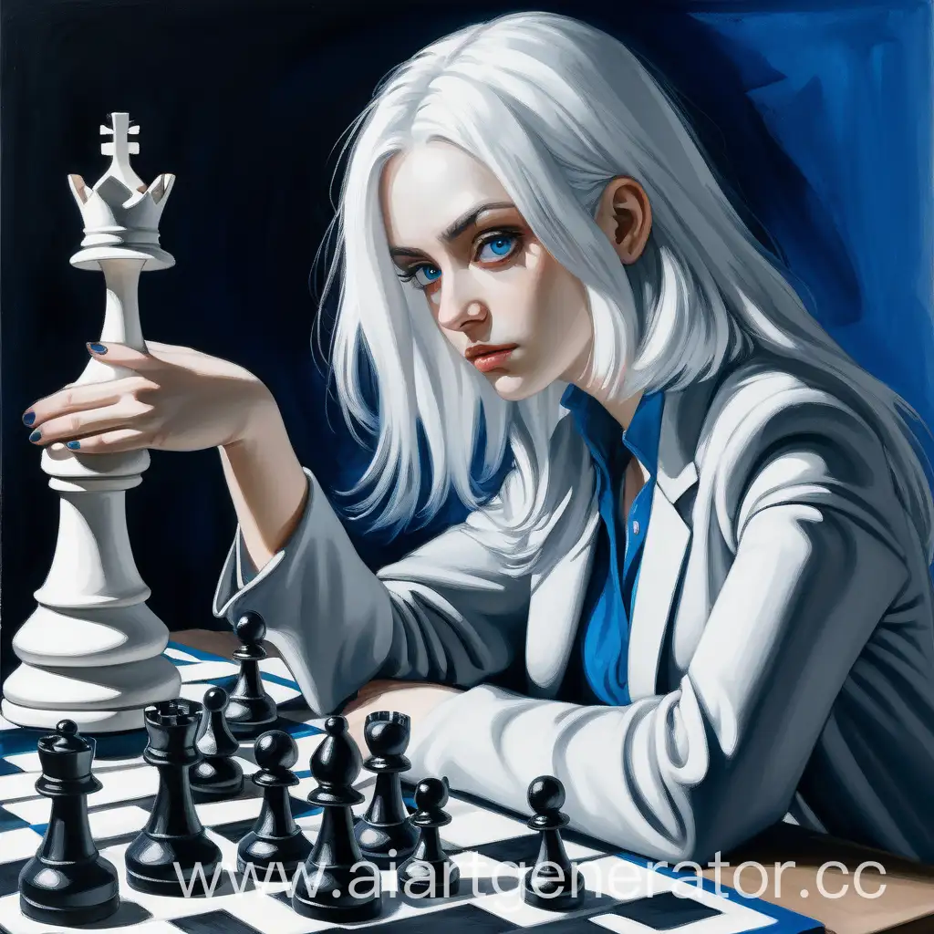 Chess-Player-Woman-with-White-Hair-Holding-Rook-Deep-Blue-Eyes