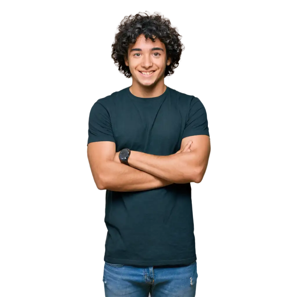 Confident-Young-Man-with-Curly-Black-Hair-PNG-Image-for-Diverse-Applications