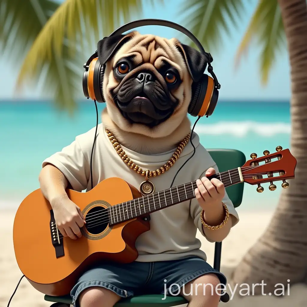 Cute-Pug-Playing-Acoustic-Guitar-on-the-Beach