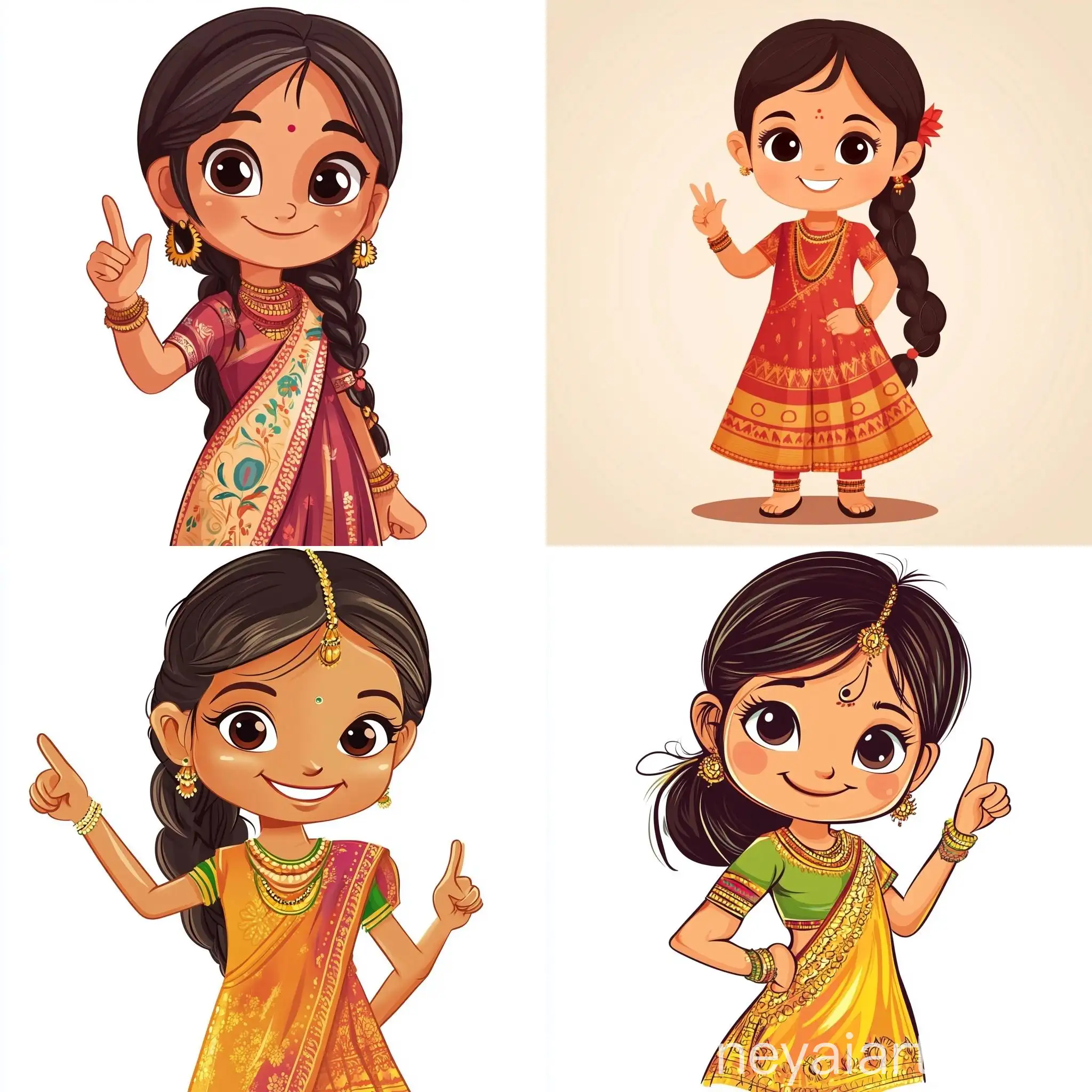 Young-Indian-Girl-in-Traditional-Attire-Making-a-Peace-Sign