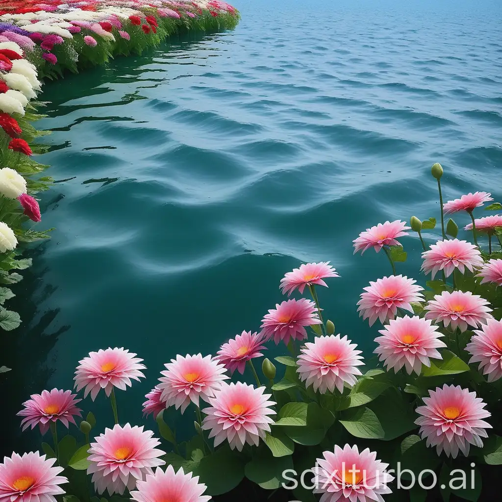 large body of water beautiful flowers