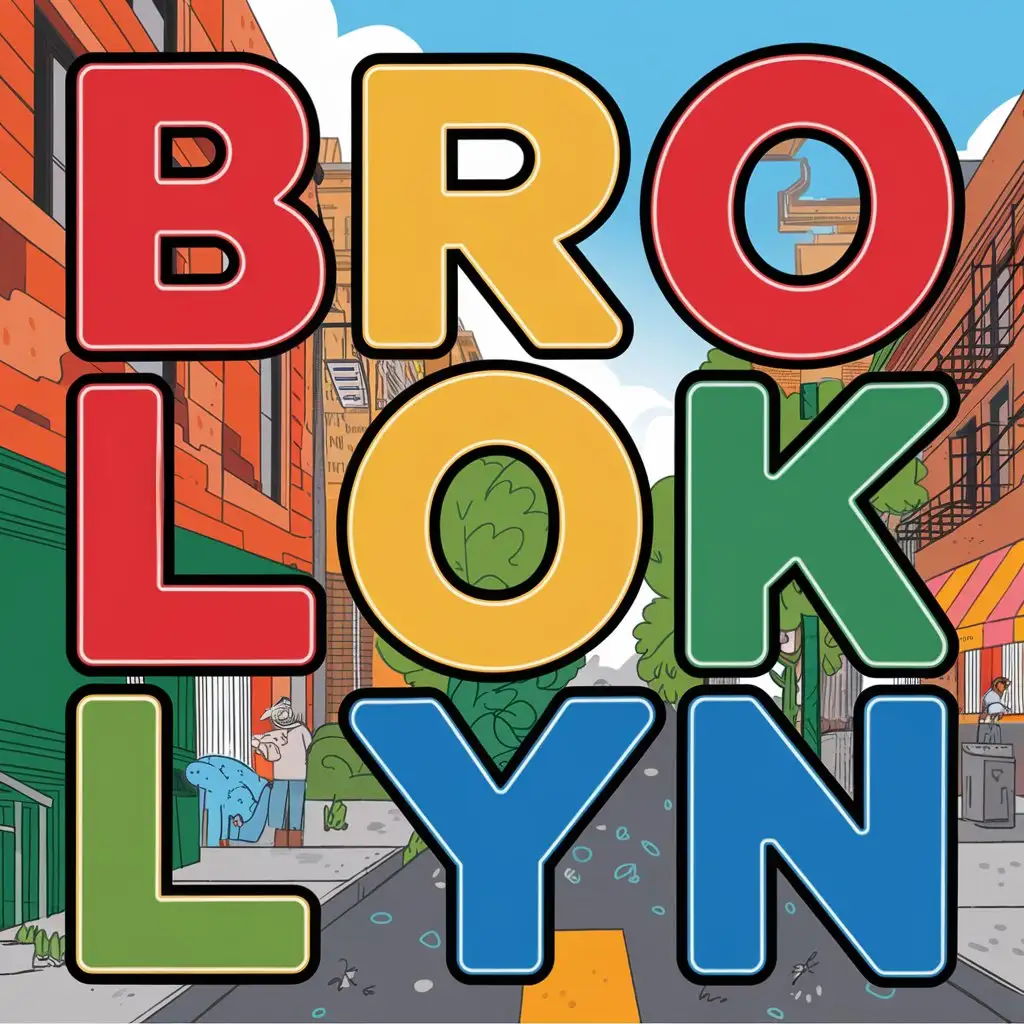 Vibrant Word Search Artwork Featuring Brooklyns Iconic Elements