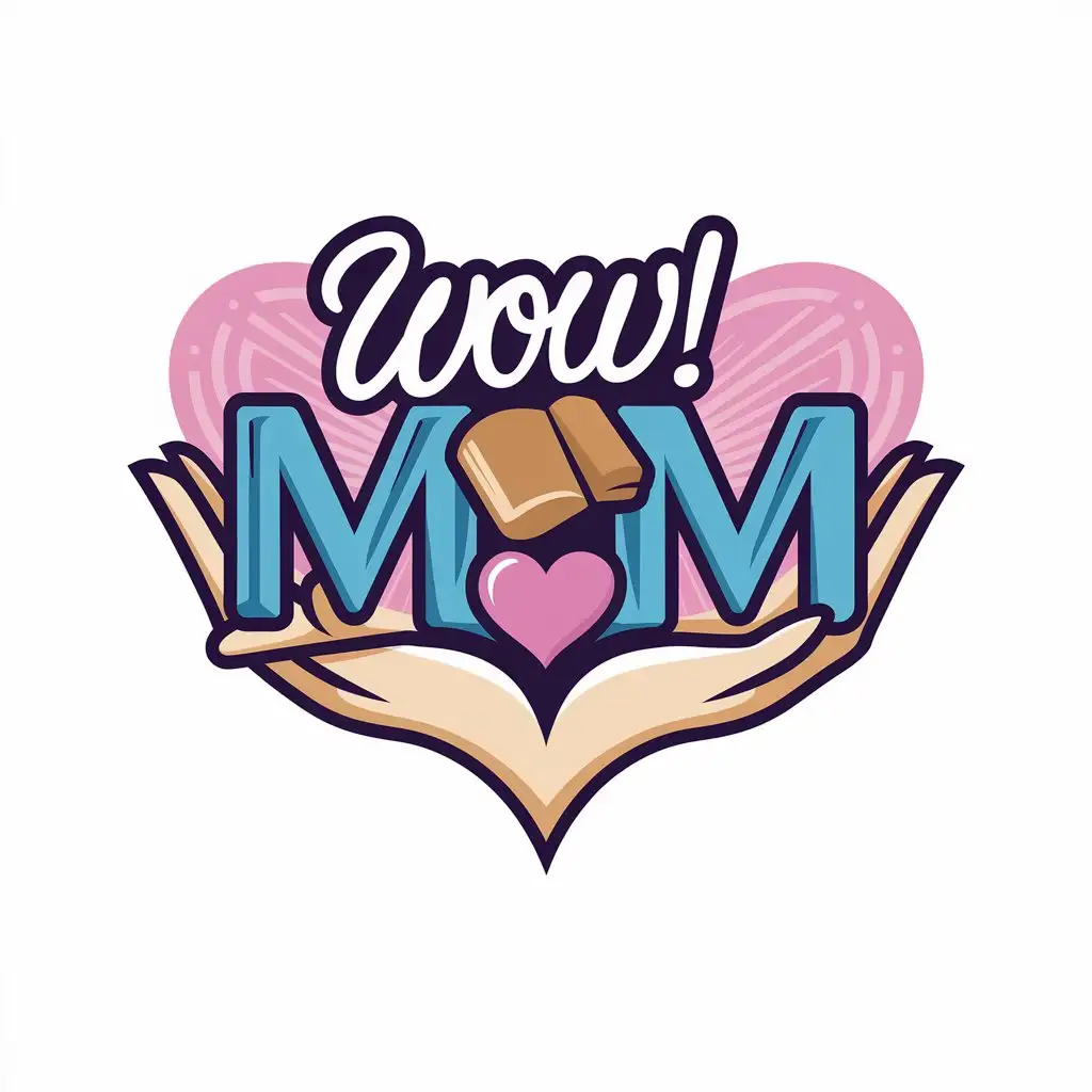 LOGO Design for Wow Mom Loving Hands Bible Heart Symbol with Vector Style