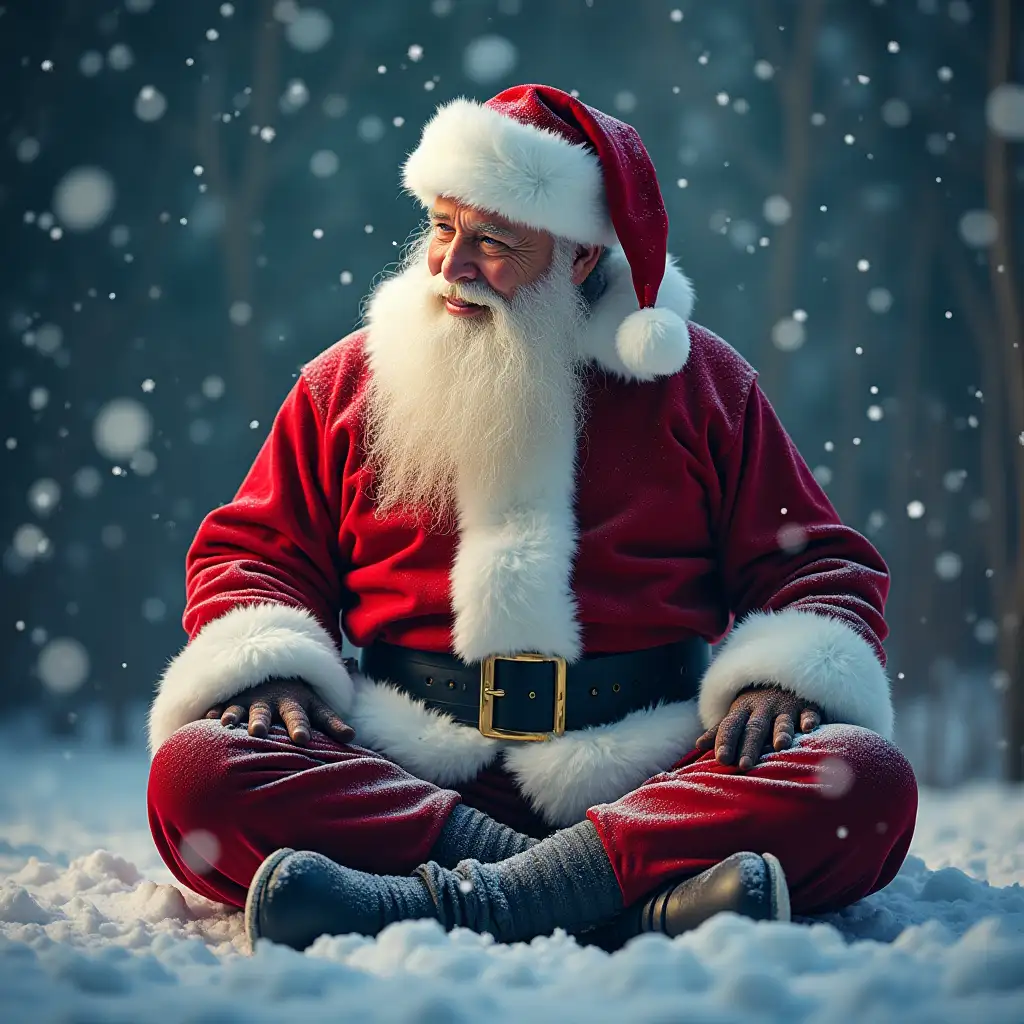 GENERATE IMAGE OF  SANTACLAUS  ON YAMAHAIS SITTING. LONG VIEW.