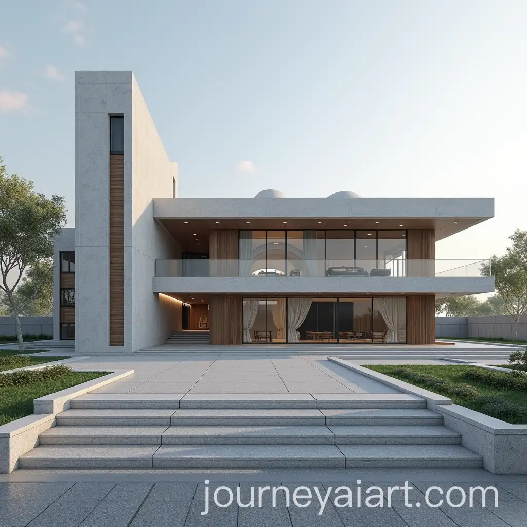 Modern-Gray-Mosque-with-External-Staircase-and-Luxurious-Interior