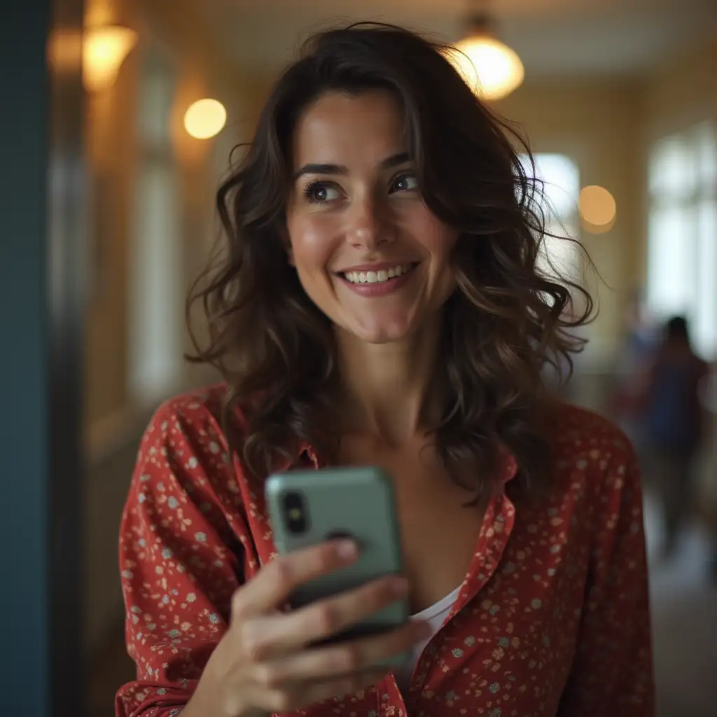 Person-Smiling-at-Funny-Content-on-Their-Phone