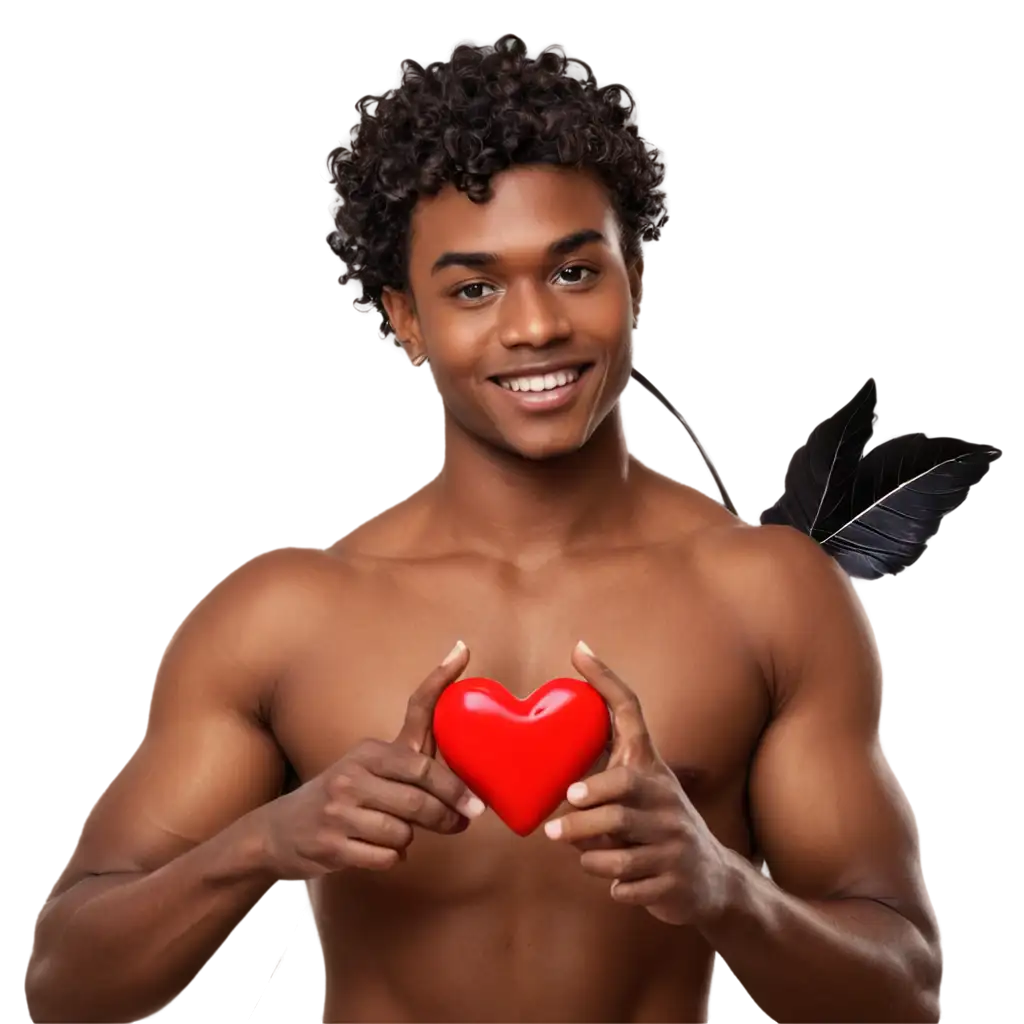 Black-Skin-Tone-Cupid-Man-with-HeartShaped-Arrow-and-Bow-PNG-Image-for-Creative-Projects