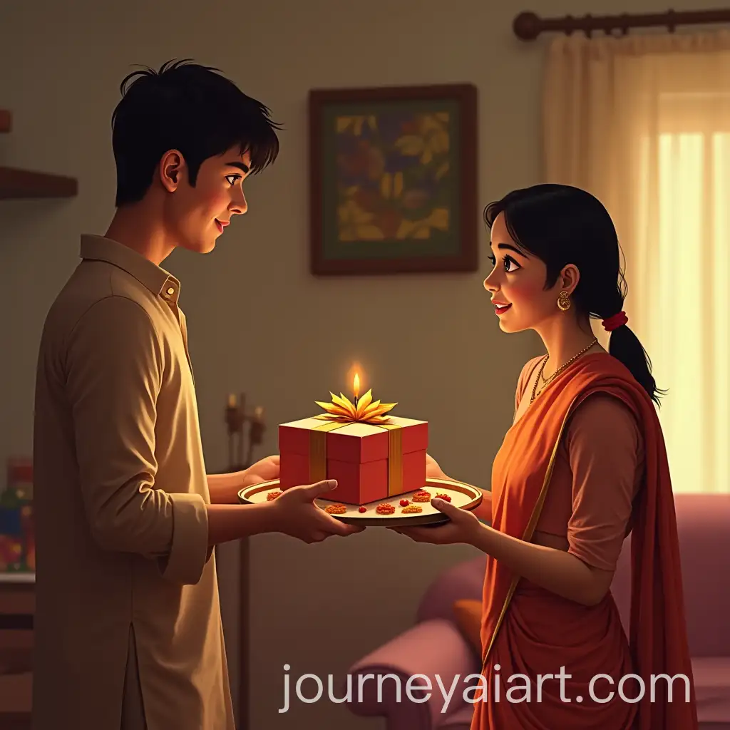 Brother-Gifting-Wrapped-Gift-to-Sister-on-Bhai-Dooj-Celebration