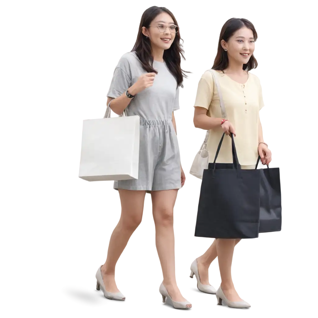 Women-Shopping-in-Korea-PNG-Image-HighQuality-Visual-for-Various-Uses