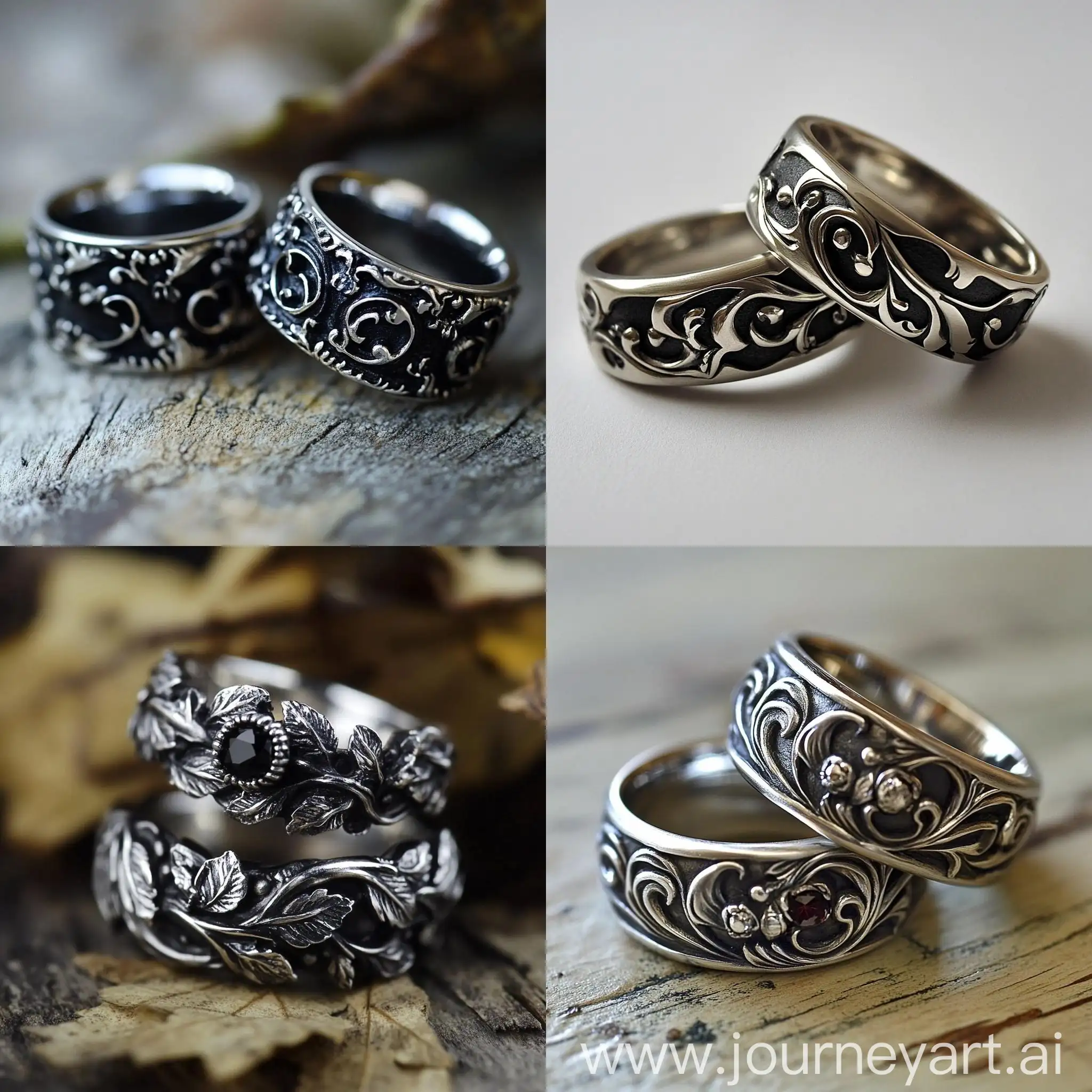 Gothic-Style-Wedding-Rings-in-Neat-Silver-Design