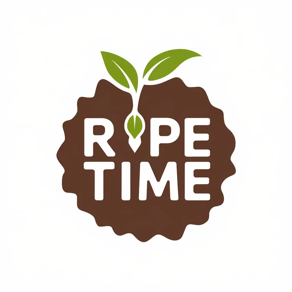 a vector logo design,with the text "Ripe Time", main symbol:color logo for the sale of seeds should consist of the text writing “Ripe Time” and a simple graphic element embedded in the text; separate graphic elements,Moderate,be used in Retail industry,clear background