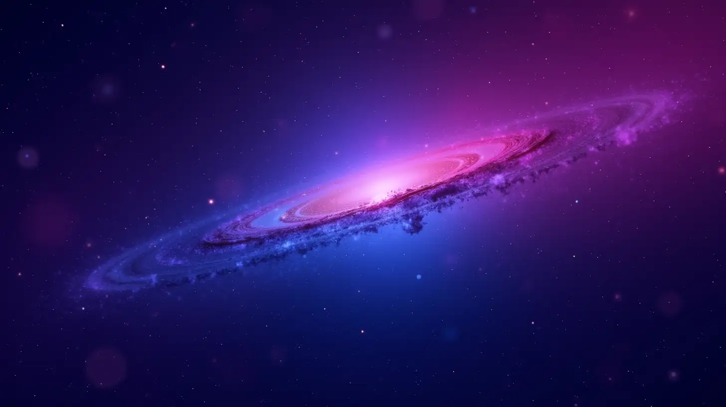 galaxy background, character style, dark blues, Hot pink