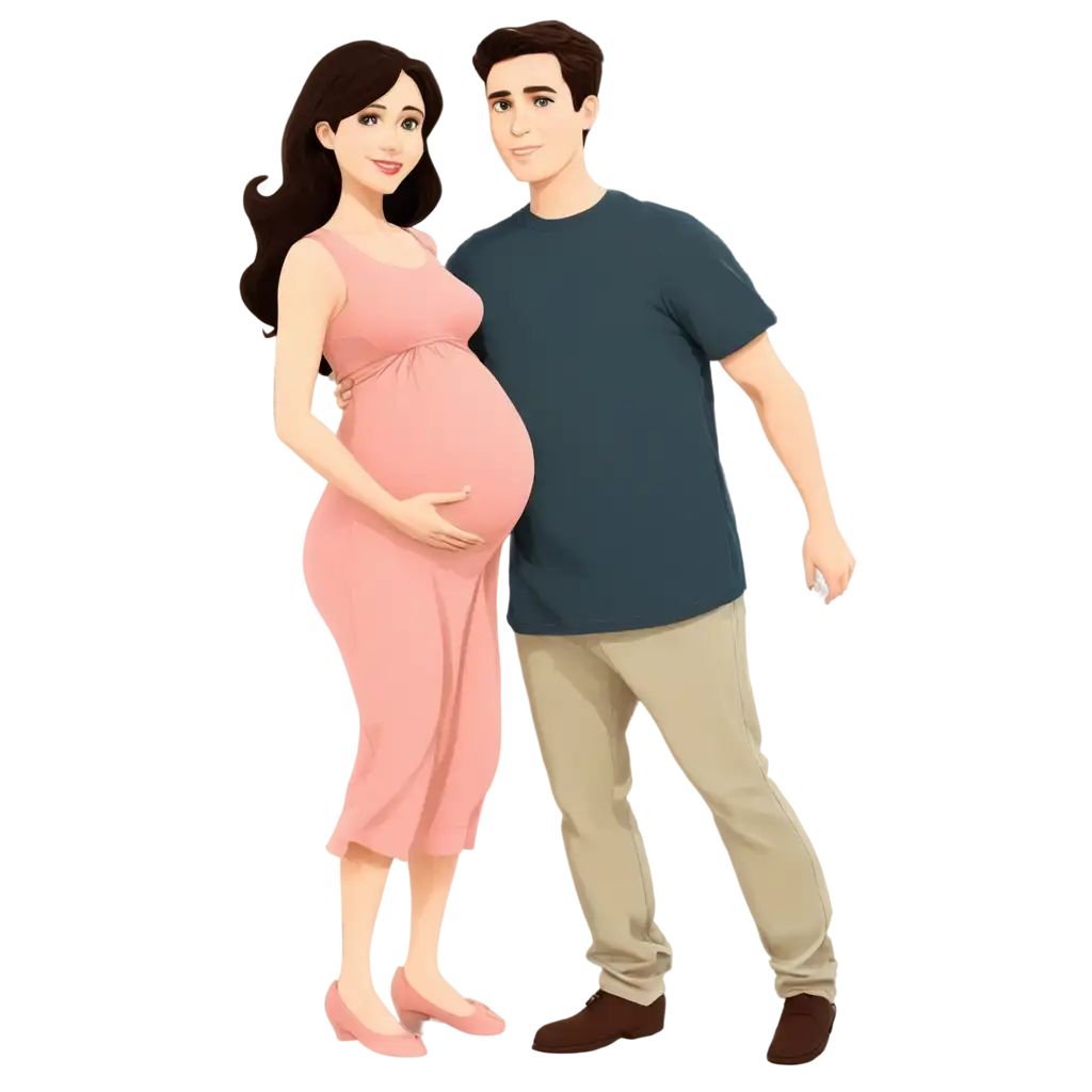 Pregnant-Wife-with-Husband-Cartoon-PNG-HighQuality-Image-for-Various-Uses