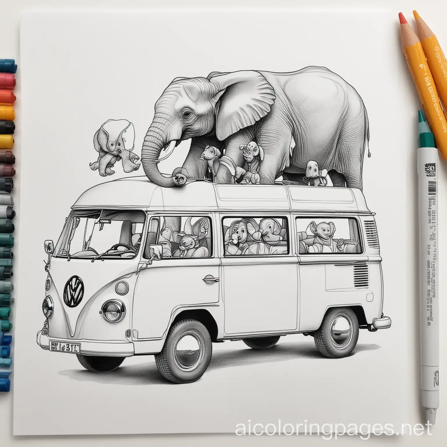 Elephant-Family-Vw-Microbus-Coloring-Page