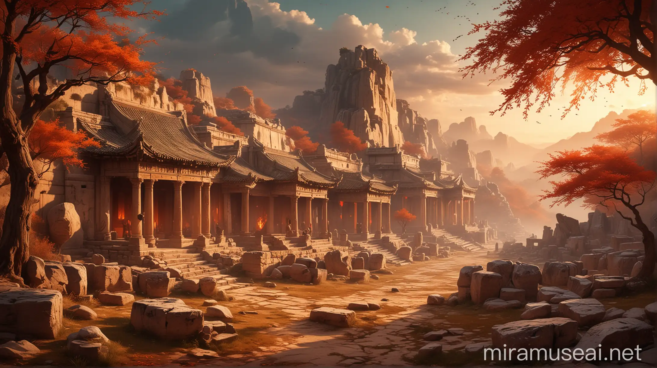 Ancient World Scene with Warm Atmosphere