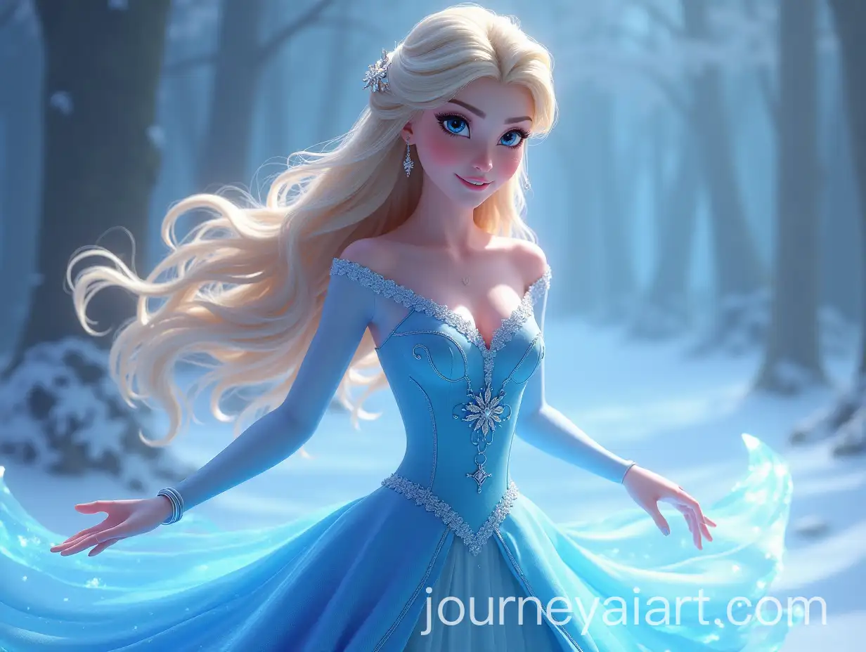 Realistic-Disney-Princess-with-Ice-Magic-in-Dynamic-Pose