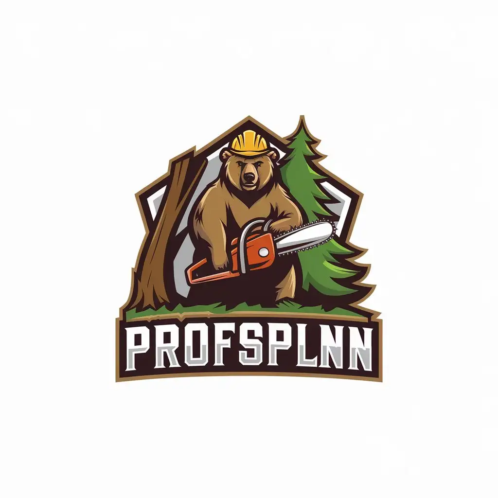 LOGO Design for ProfSpilNN Bear Chainsaw Tree Symbol for Construction Industry