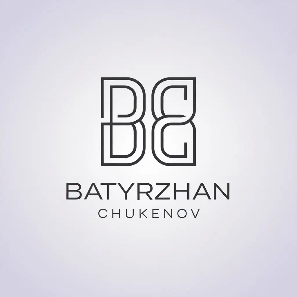 a vector logo design,with the text "Batyrzhan Chukenov", main symbol:Batyrzhan Chukenov,Minimalistic,clear background